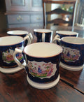 Set of 6 Antique Staffordshire Chinoiserie Child’s Mugs Gaudy Welsh
