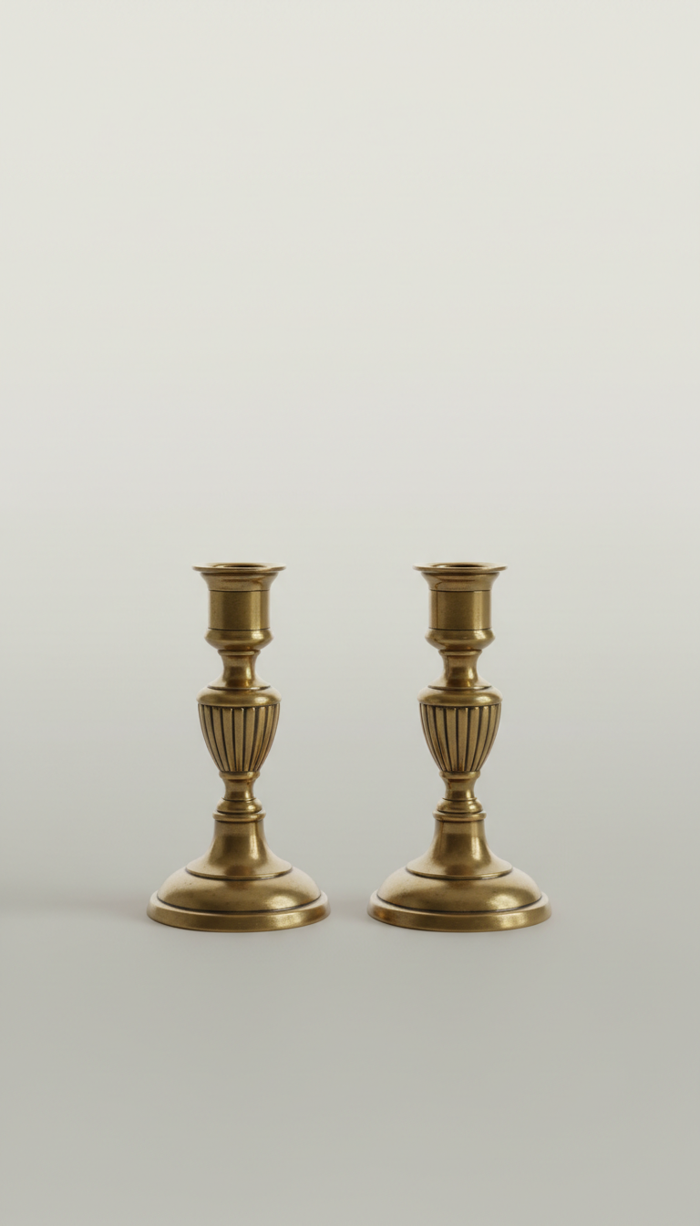 Victorian brass candlestick pair