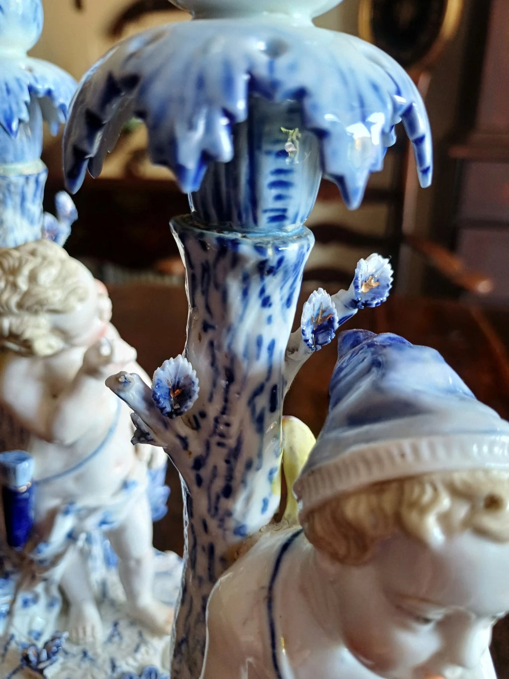 ANTIQUE HELENA WOLFSOHN PORCELAIN CANDLESTICKS AR DRESDEN C1875