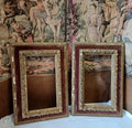Pair of large antique Victorian shadow box Gilt Gesso and velvet frames