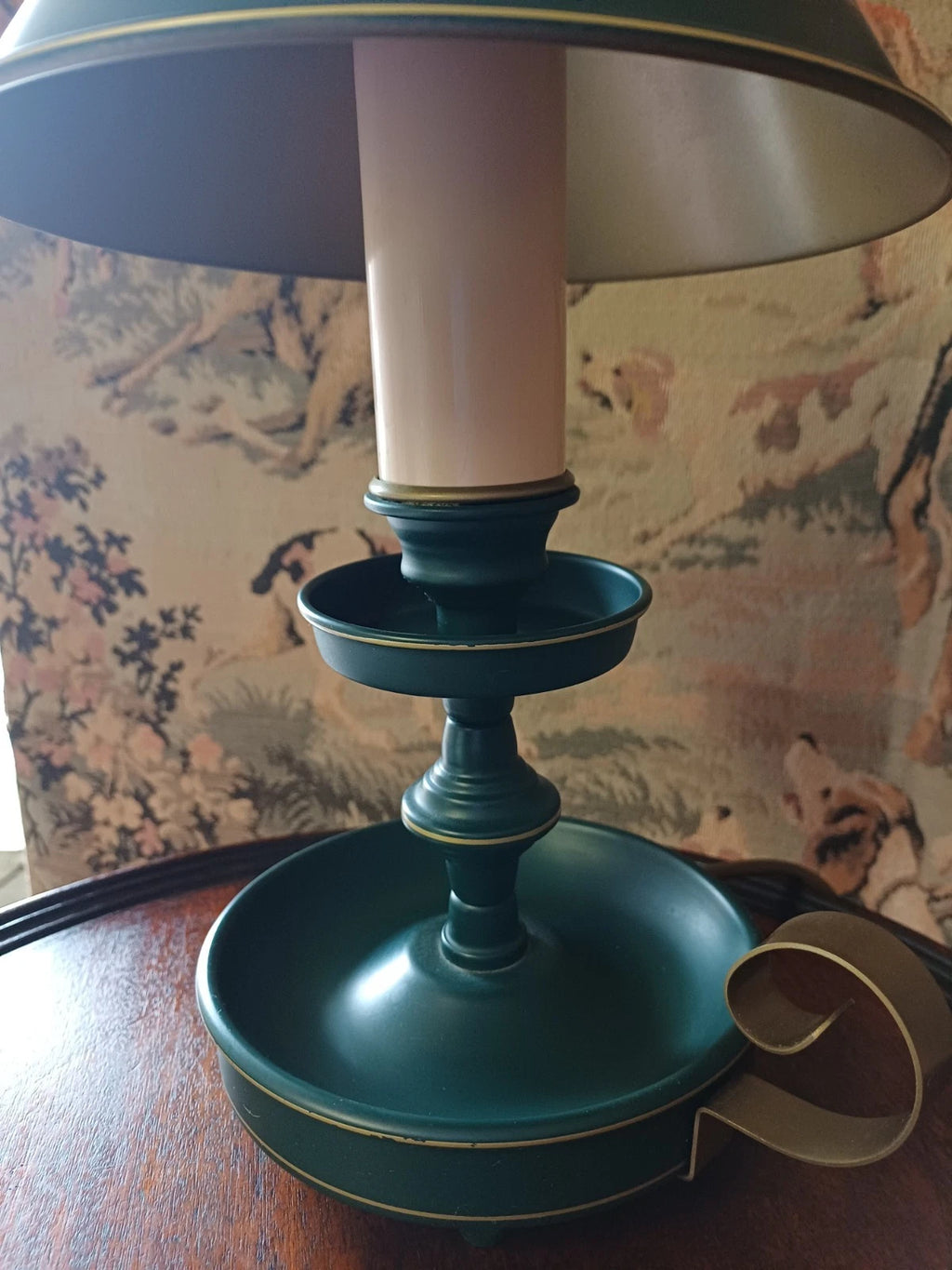 Share Vintage toleware candlestick table lamp