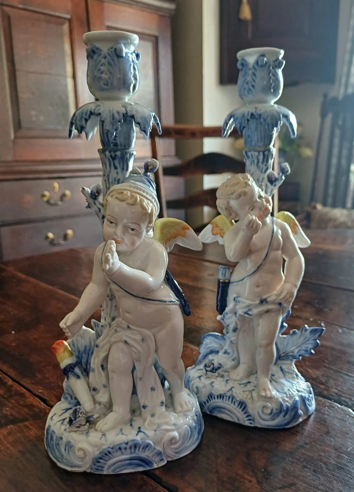 ANTIQUE HELENA WOLFSOHN PORCELAIN CANDLESTICKS AR DRESDEN C1875